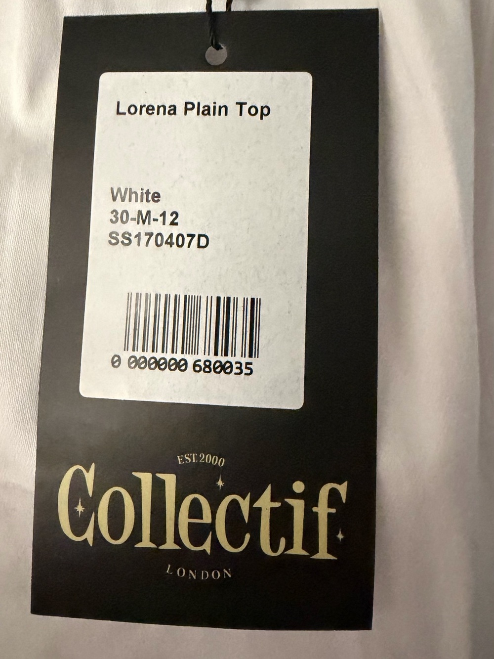 NWT Collectif White Peasant Top with bow SZ m - Picture 5 of 5